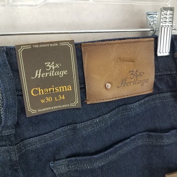 NEW 34 Heritage Men's 30x34 Charisma Relaxed Fit Jeans Rinse Rome in Dark Denim - Picture 7 of 13